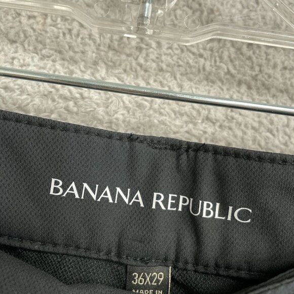 NEW Banana Republic Men's 36x29 Flat Front Pants Slim Fit Black Polyester - Picture 5 of 8